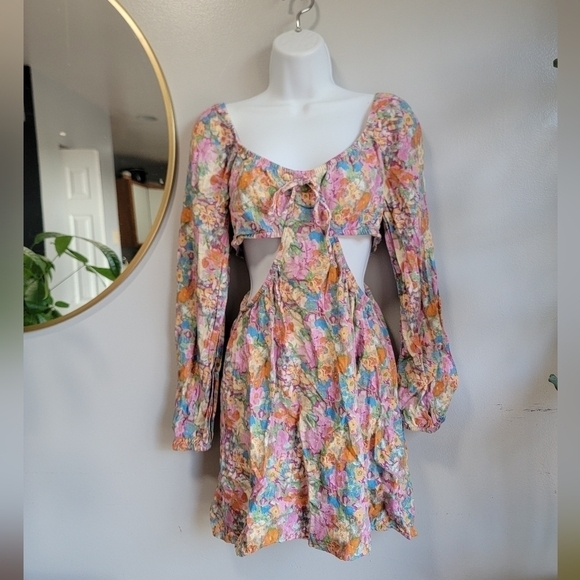 Wild Fable floral cut out boho spring fall dress - Picture 1 of 9